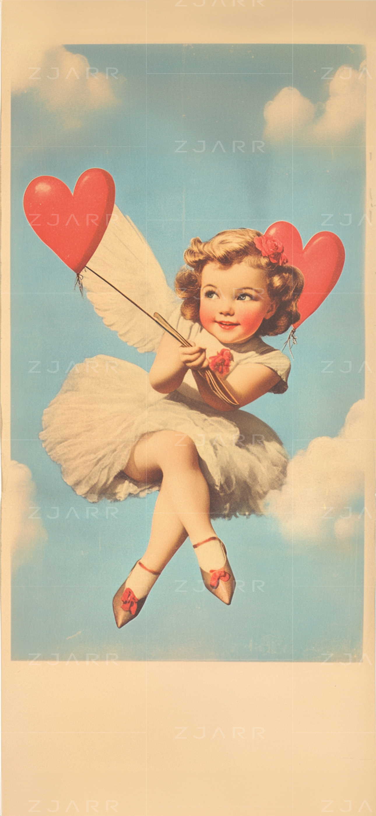 Cute Cupid 90's Style Mobile Home Screen Wallpaper