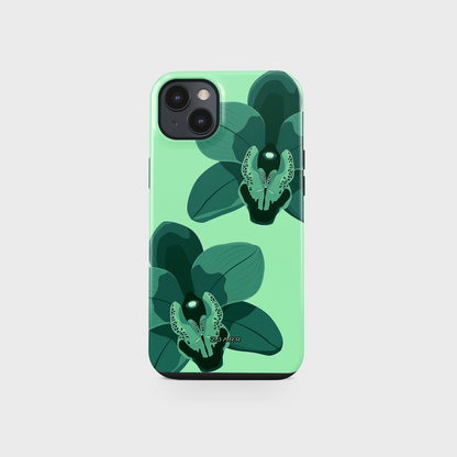 Green orchid tough iphone cover, cute phone case, pink phone case, flower clips, trending case