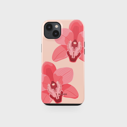 pink orchid tough iphone cover, cute phone case, pink phone case, flower clips